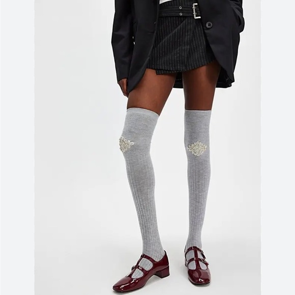 Free People Accessories - Free people HIGH HEEL JUNGLE 
Trinket Knee Socks - Lilac Grey